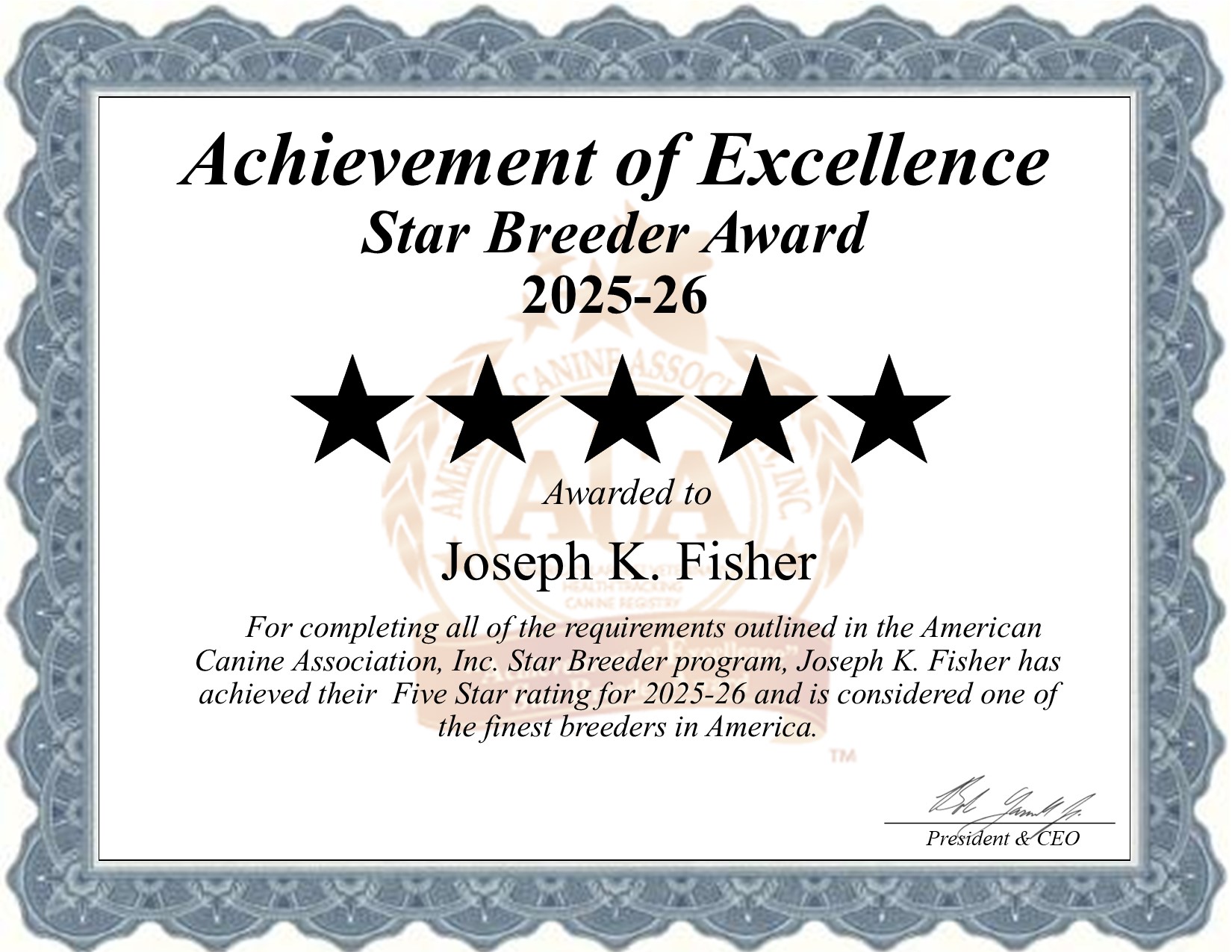 Joseph K, Fisher, dog, breeder, star, certificate, Joseph K-Fisher, Ronks, PA, Pennsylvania, puppy, dog, kennels, mill, puppymill, usda, 5-star, aca, ica, registered, Shih Tzu, none